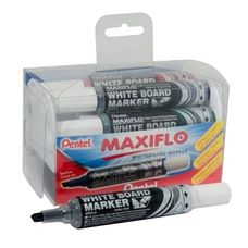Pentel Maxiflo Whiteboard Marker - Assorted - Chisel Tip - Pack of 4